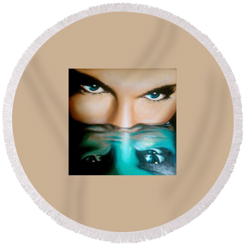  Round Beach Towel featuring the painting Avatar by Robyn Chance