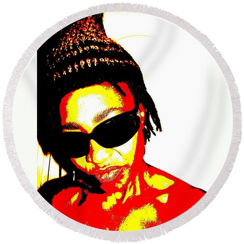 Pop Art Round Beach Towel featuring the photograph B Gyrl by Cleaster Cotton