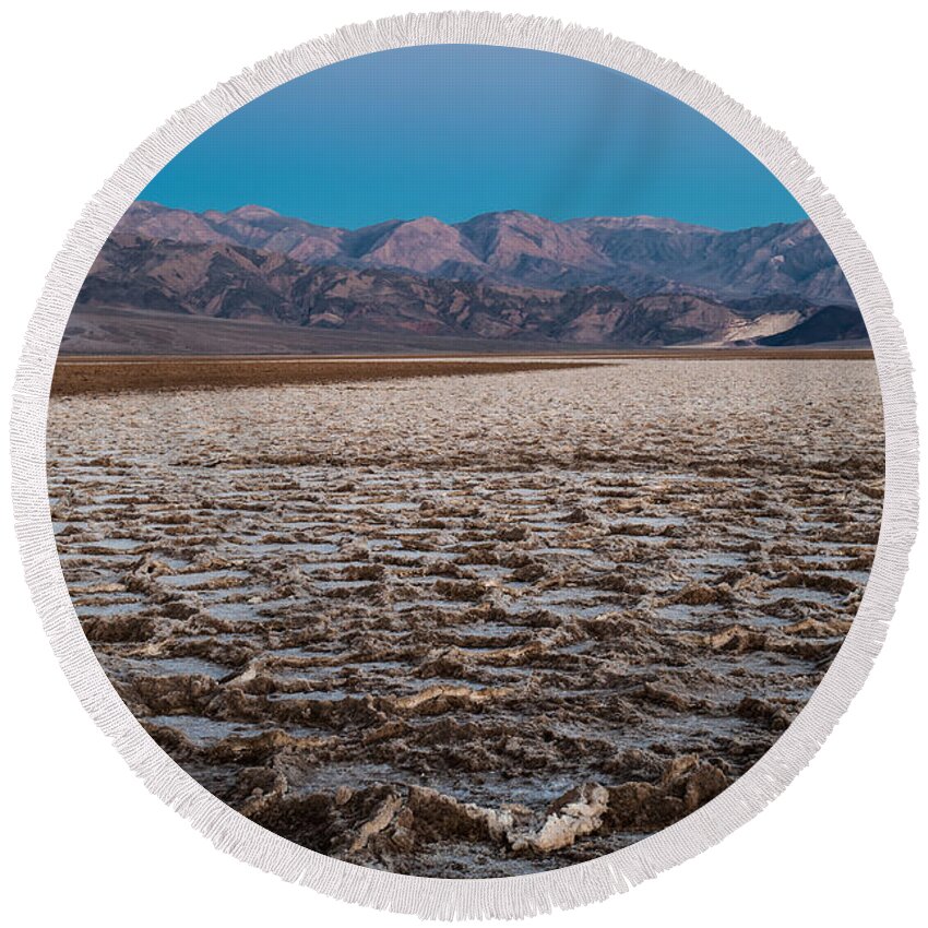 Death Valley Round Beach Towel featuring the photograph Badwater by George Buxbaum