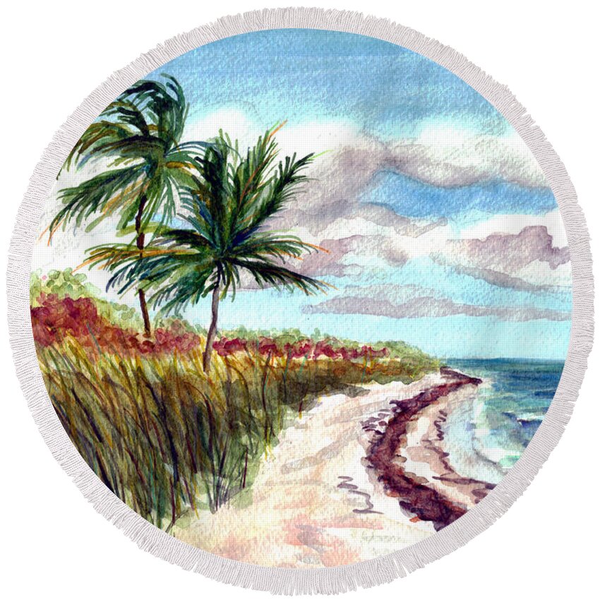 Florida Round Beach Towel featuring the painting Bahia Honda State Park by Clara Sue Beym
