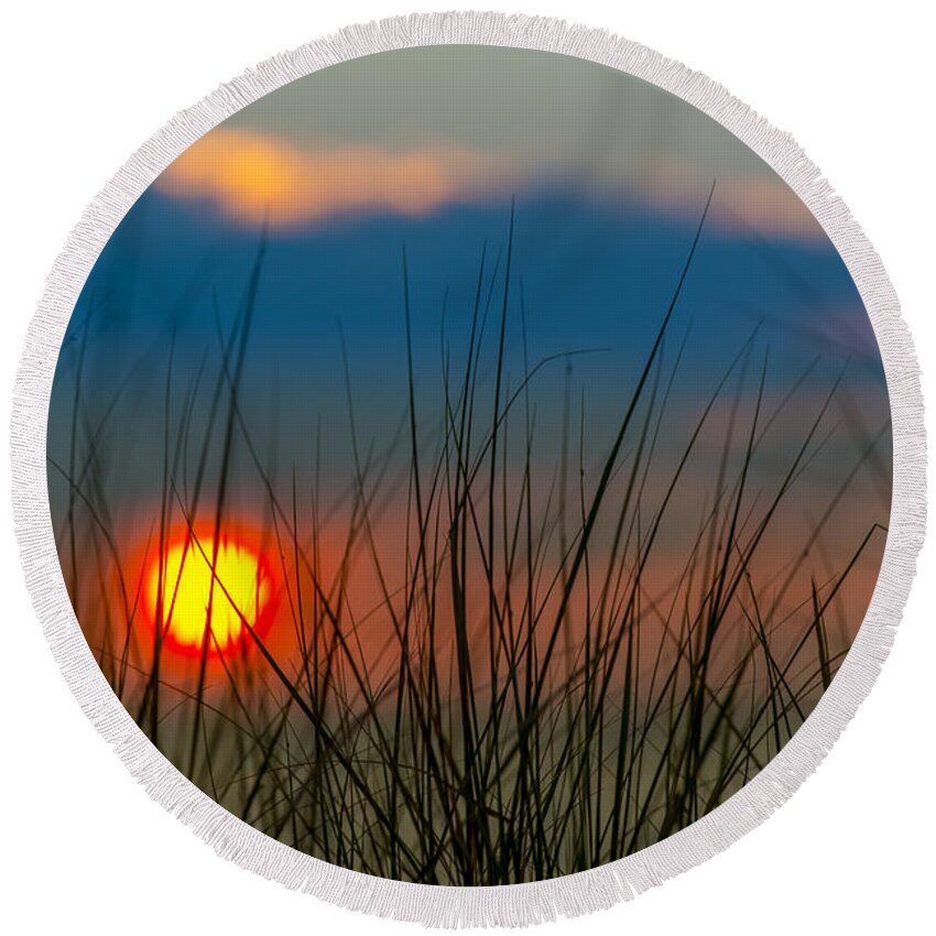 Clouds Round Beach Towel featuring the photograph Ball of Fire by Sebastian Musial