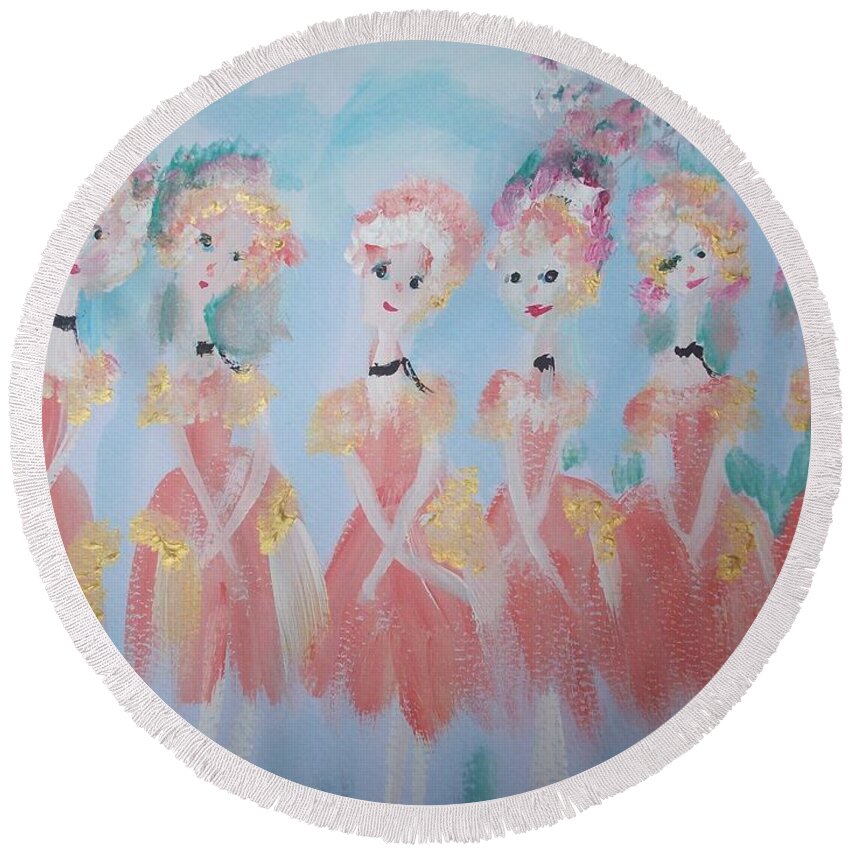 Ballet Round Beach Towel featuring the painting Ballet Group by Judith Desrosiers