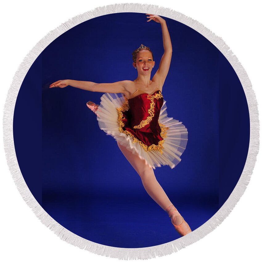 Leaping Ballerina Round Beach Towel featuring the photograph Ballet Leap by Pamela Smale Williams