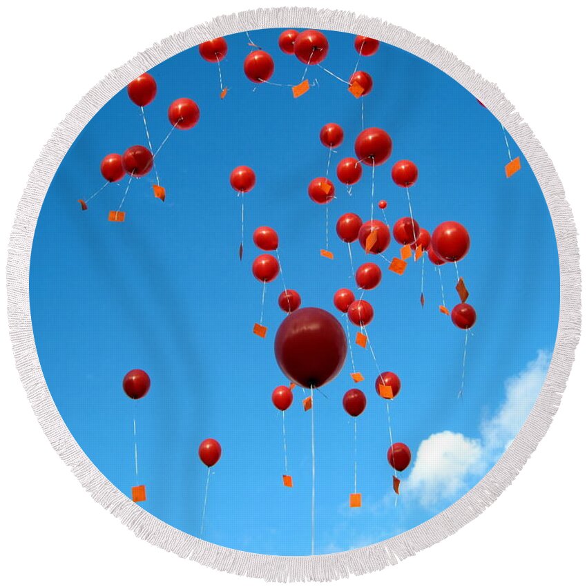 Up Round Beach Towel featuring the photograph Balloons in the Air by Amanda Mohler