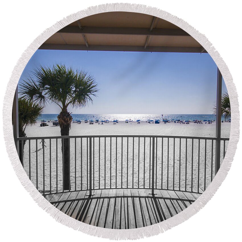 Clearwater Beach Round Beach Towel featuring the photograph Beach Patio by Carolyn Marshall