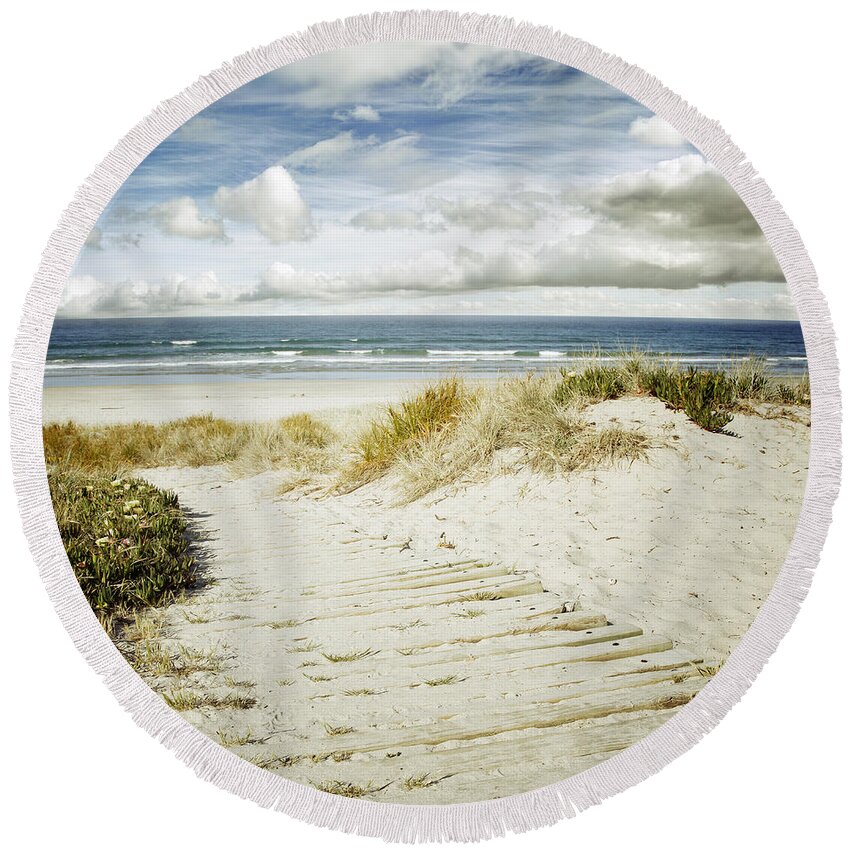 Beach Round Beach Towel featuring the photograph Beach view by Les Cunliffe