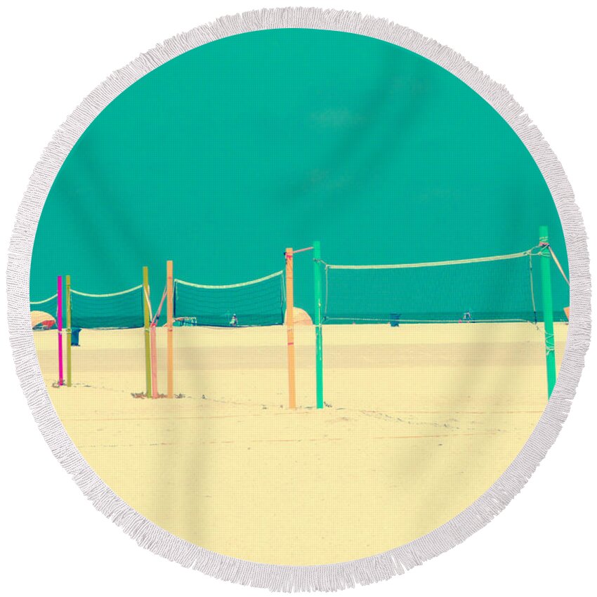 Beach Round Beach Towel featuring the photograph Beach Volleyball by Valerie Reeves