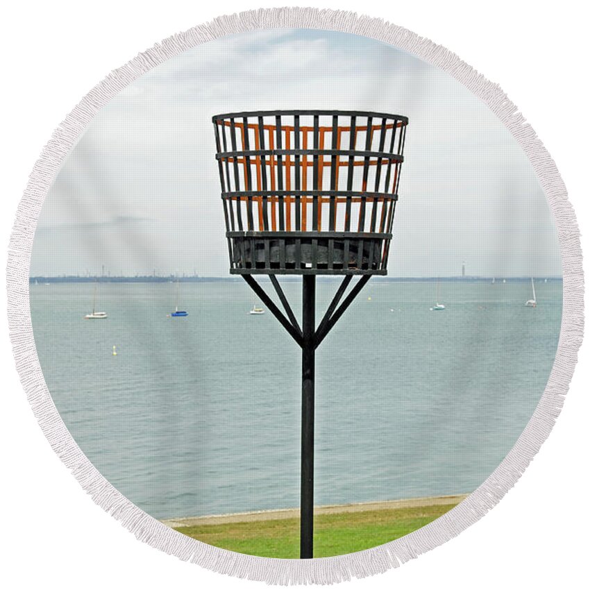 Europe Round Beach Towel featuring the photograph Beacon on Yarmouth Common by Rod Johnson