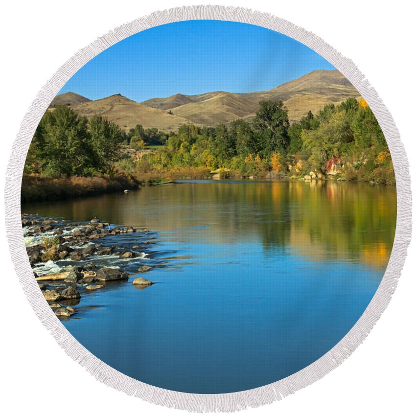 Idaho Round Beach Towel featuring the photograph Beautiful Payette River by Robert Bales