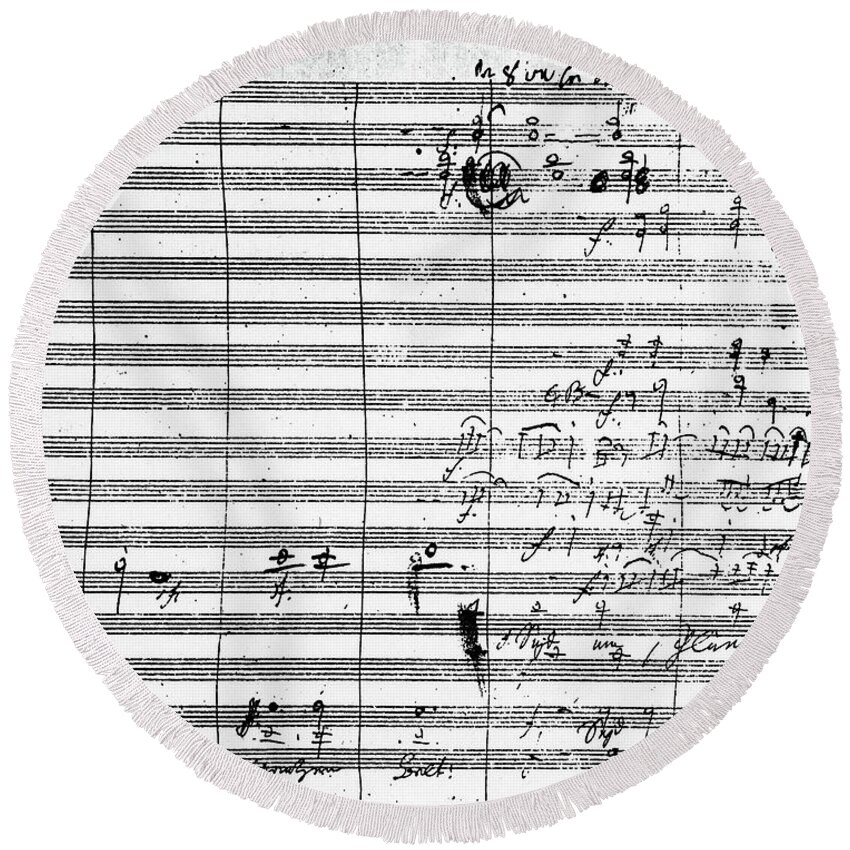 19th Century Round Beach Towel featuring the painting Ninth Symphony by Ludwig van Beethoven