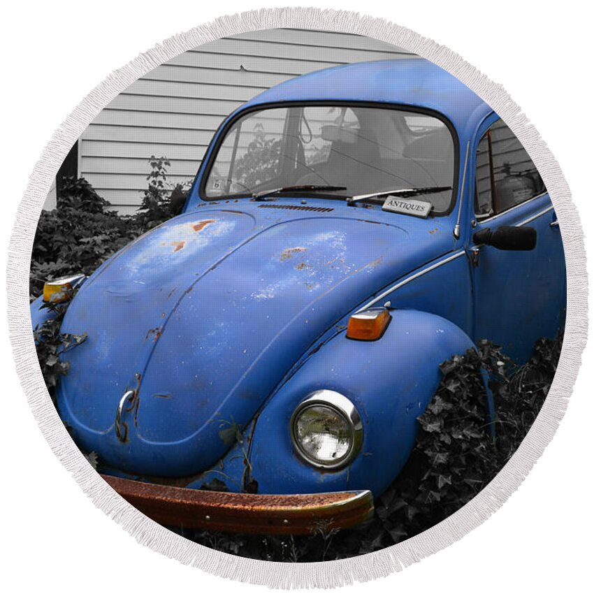 Vw Round Beach Towel featuring the photograph Beetle Garden by Angela DeFrias