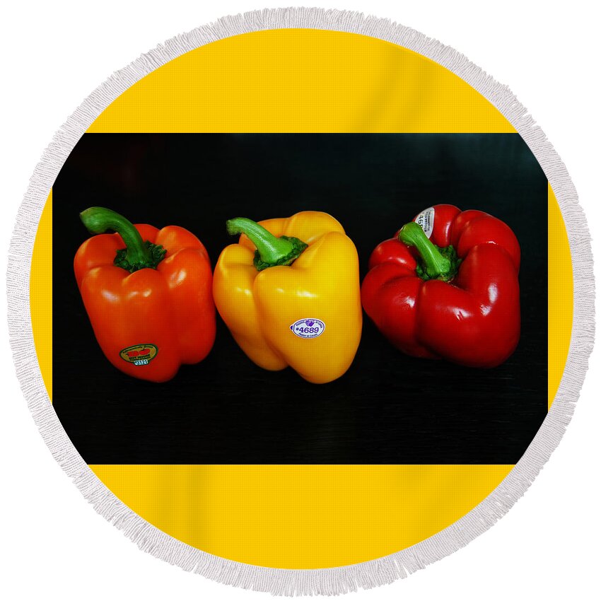 Bell Peppers Round Beach Towel featuring the photograph Bell peppers by Dragan Kudjerski