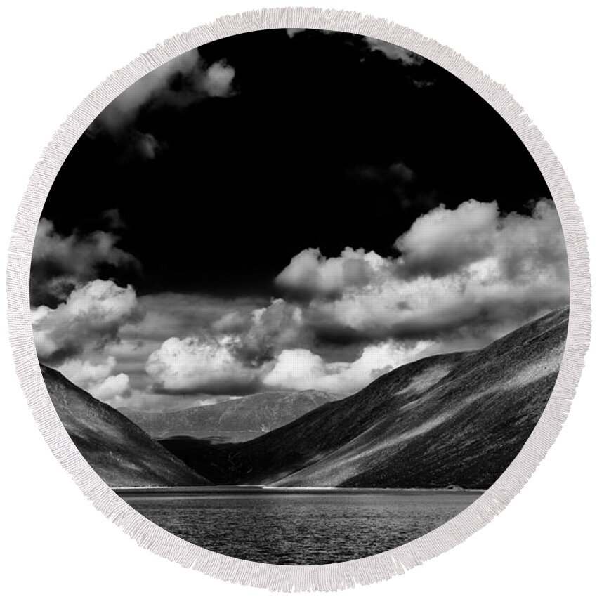 Silent Valley Round Beach Towel featuring the photograph Ben Crom 1 by Nigel R Bell