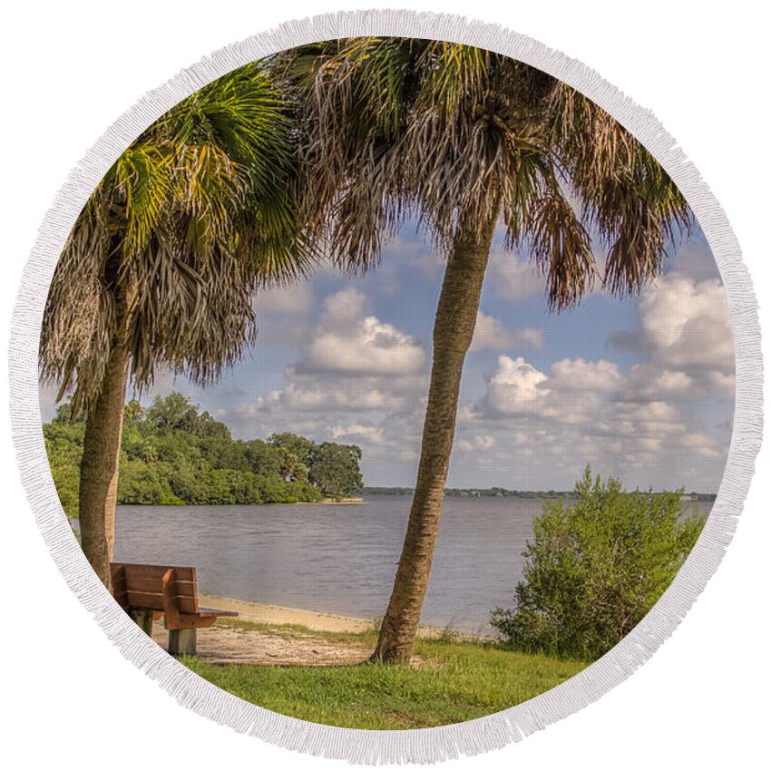 Florida Round Beach Towel featuring the photograph Beside the shore by Jane Luxton