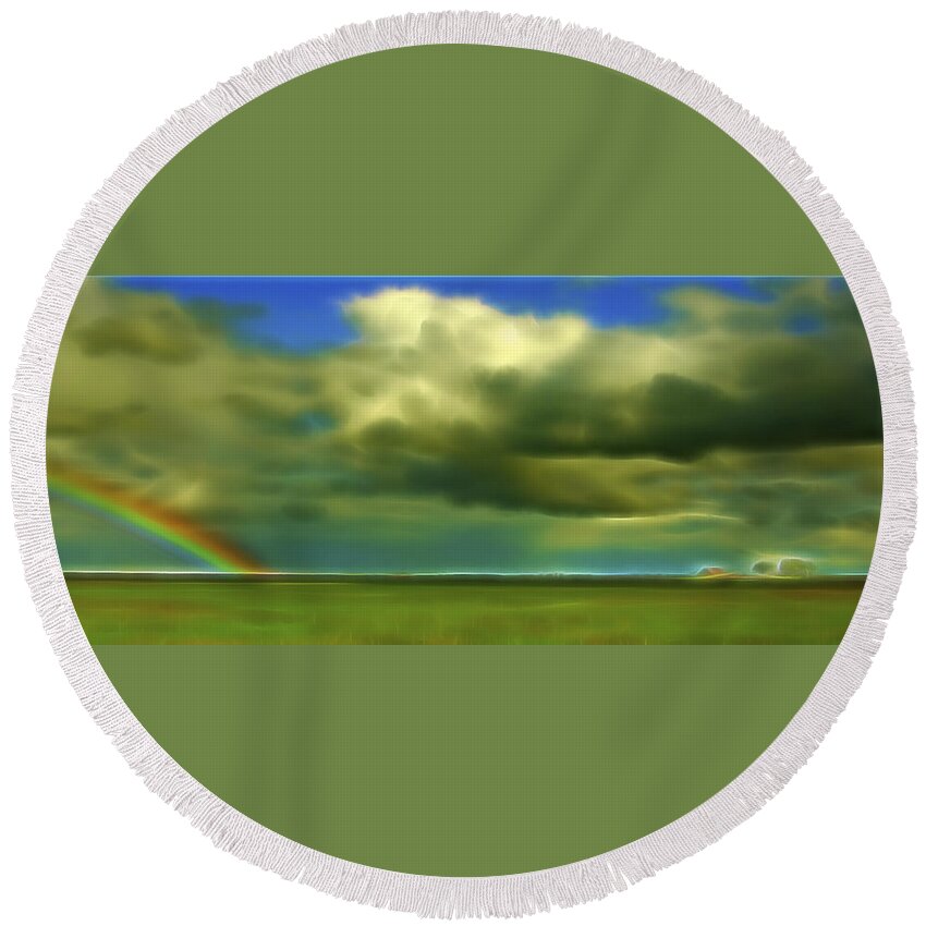 Nature Round Beach Towel featuring the digital art Big Sky by William Horden