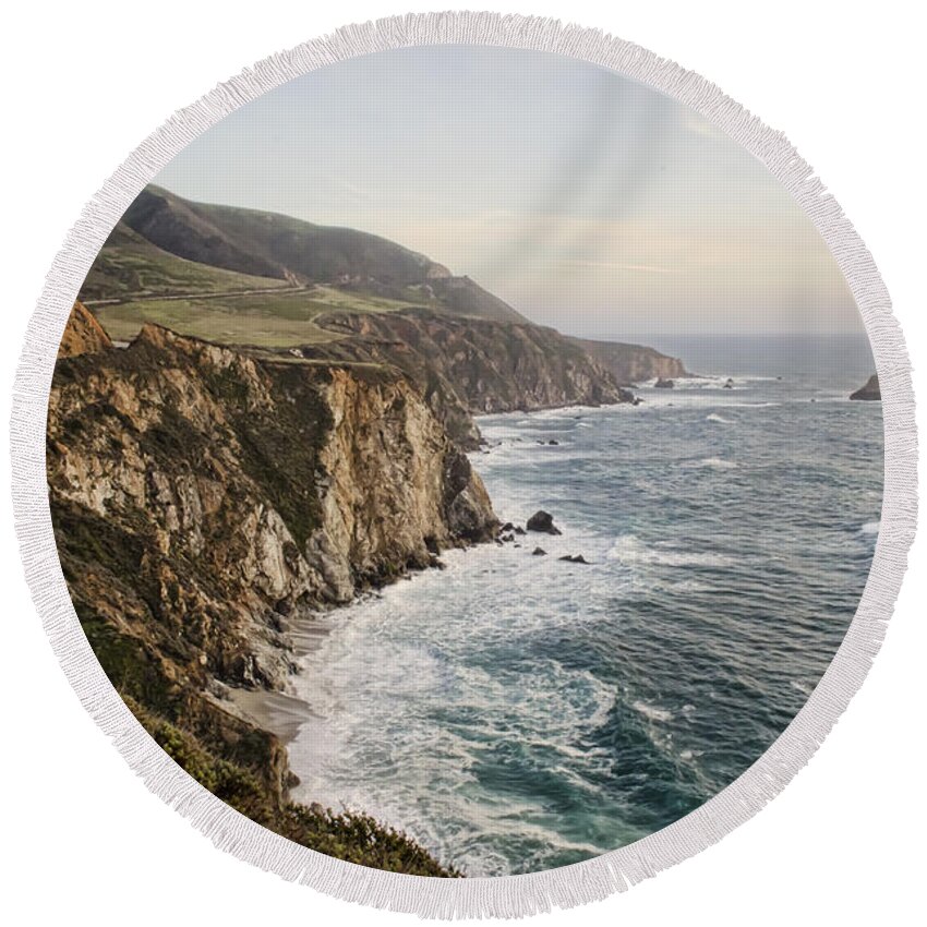 Pacific Coast Highway Round Beach Towel featuring the photograph Big Sur by Heather Applegate