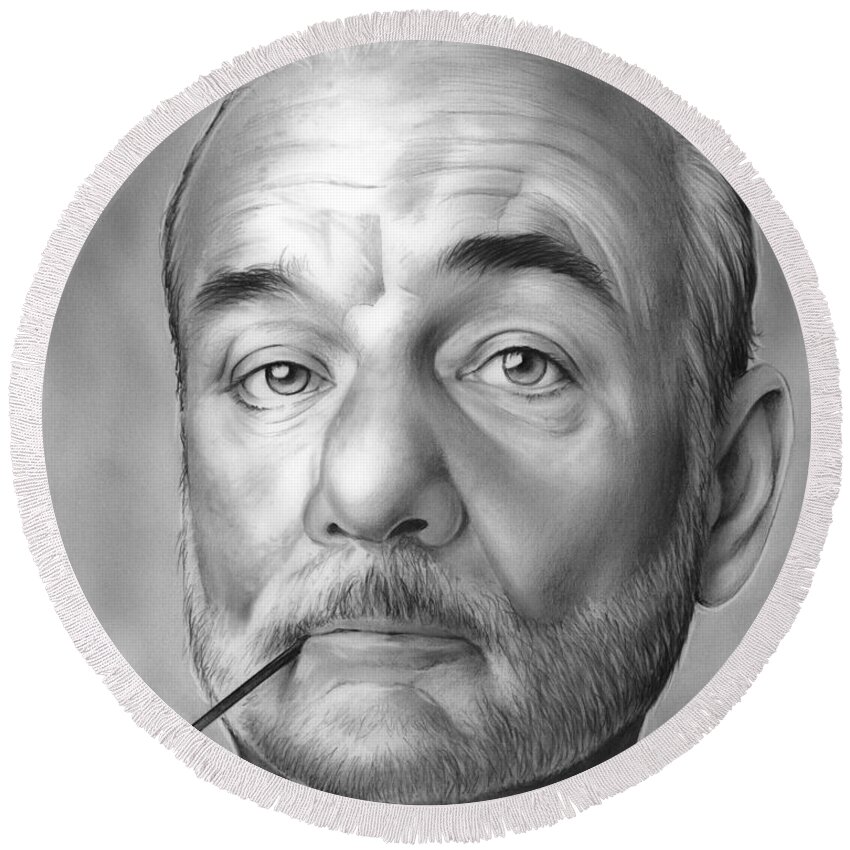 Actor Round Beach Towel featuring the drawing Bill Murray by Greg Joens
