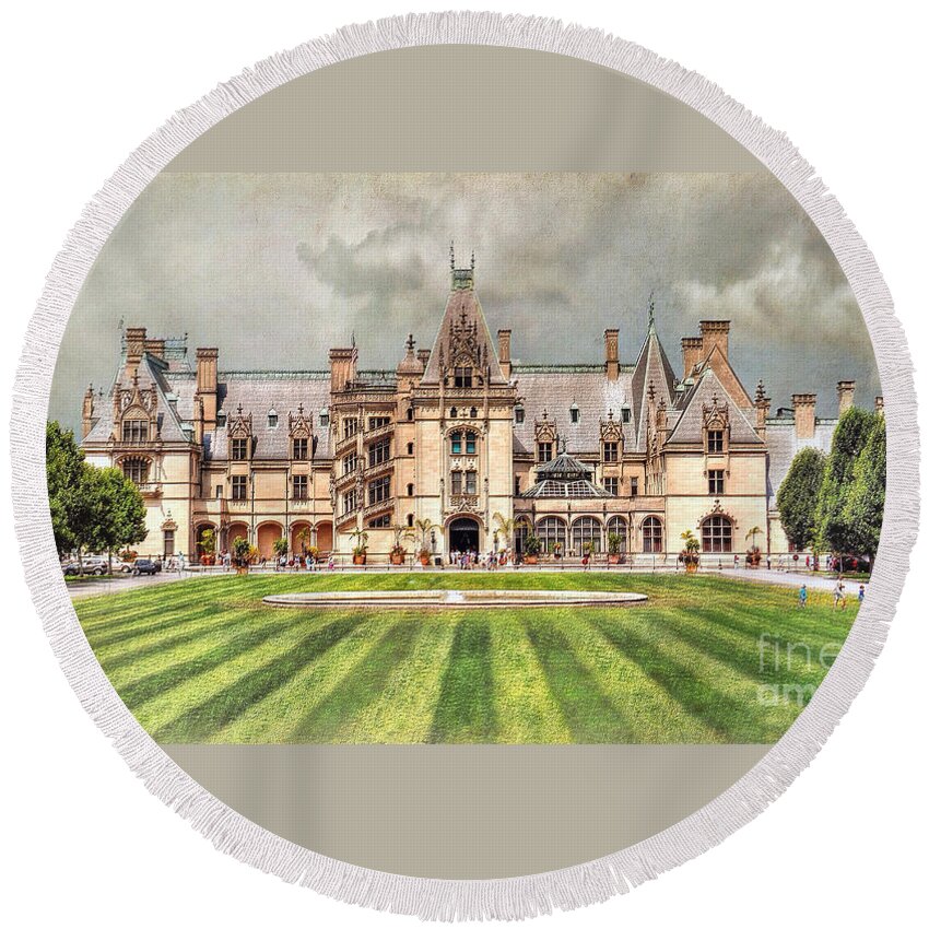 The Biltmore House Round Beach Towel featuring the photograph Biltmore House by Savannah Gibbs