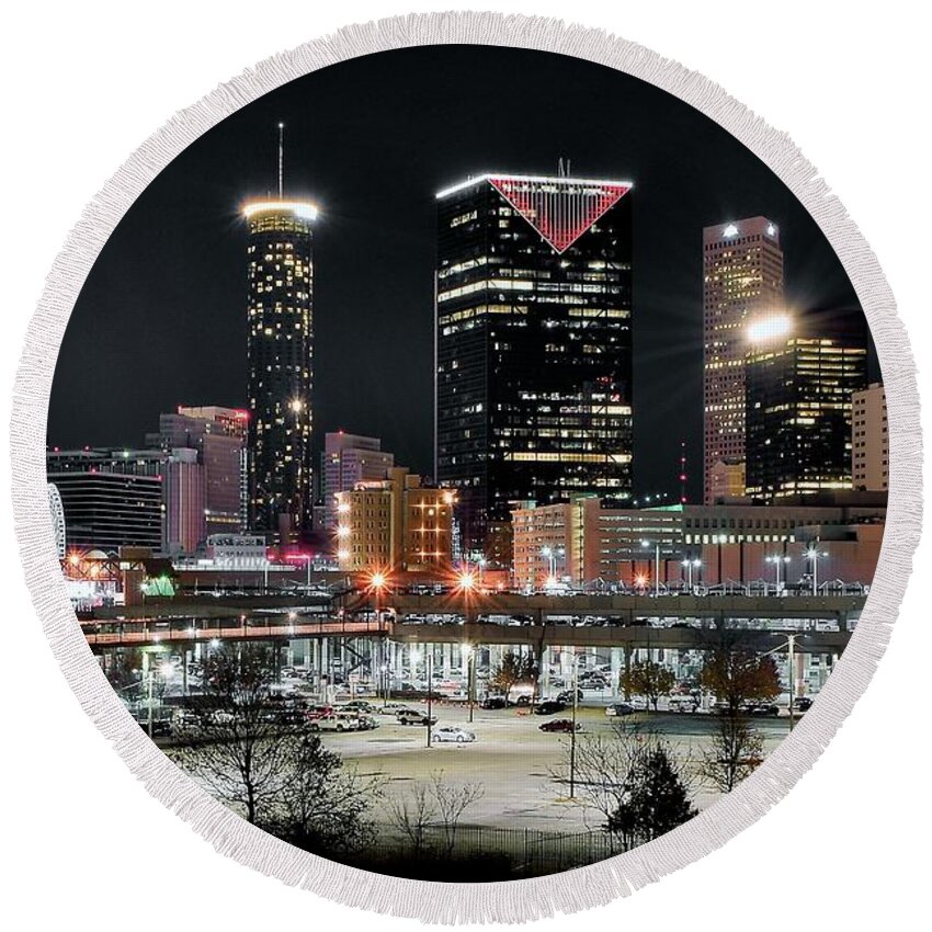 Atlanta Round Beach Towel featuring the photograph Atlanta in Black and Color by Frozen in Time Fine Art Photography