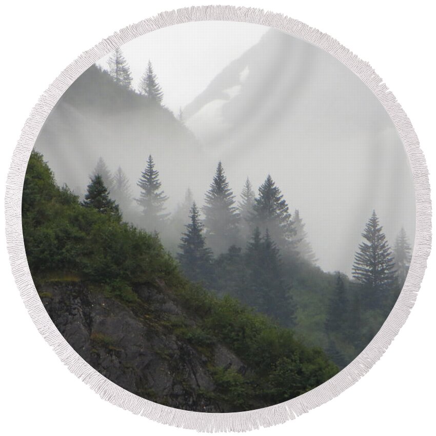 Sawyer Round Beach Towel featuring the photograph Blanket Of Fog by Jennifer Wheatley Wolf