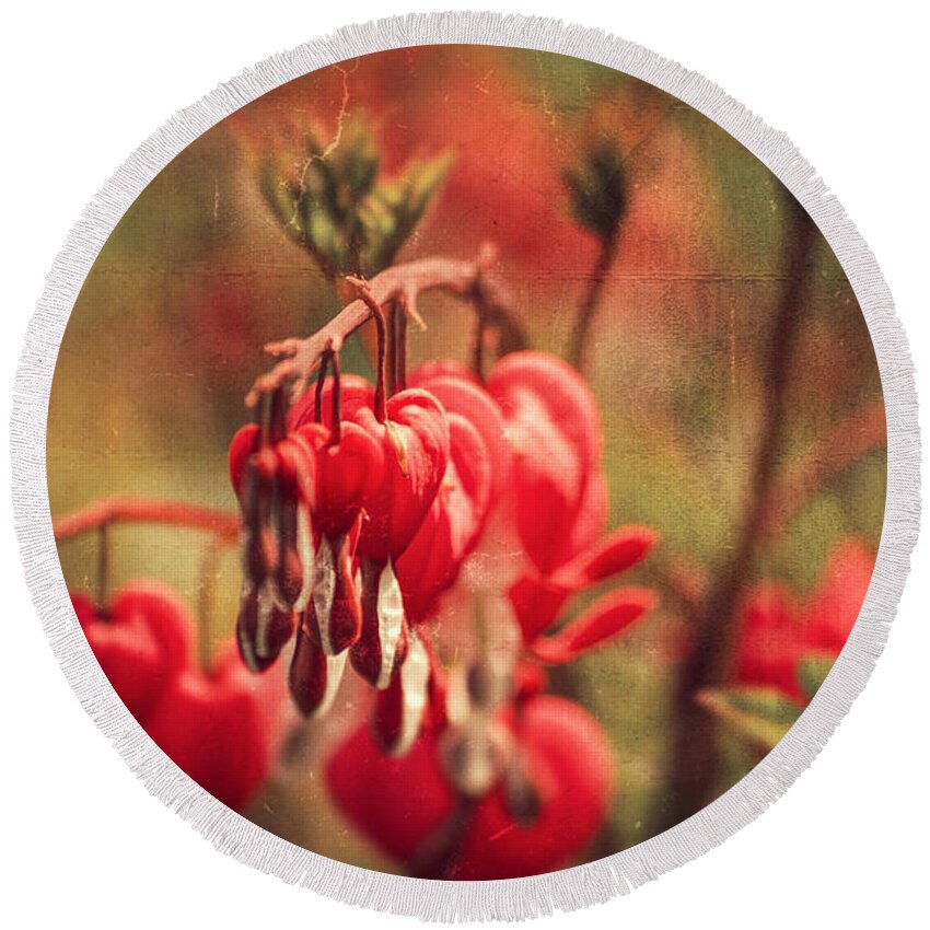 Love Round Beach Towel featuring the photograph Bleeding Hearts by Spikey Mouse Photography