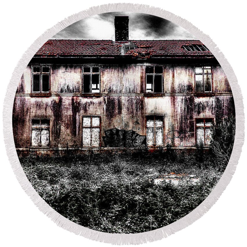 Bleeding House Round Beach Towel featuring the photograph Bleeding House by Marco Oliveira