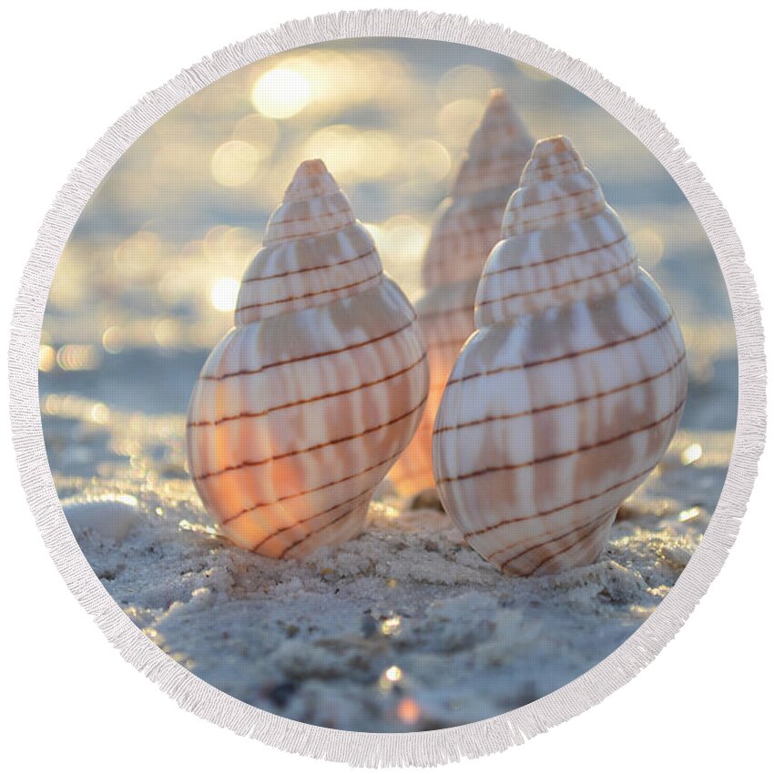 Seashell Round Beach Towel featuring the photograph Blissful by Melanie Moraga