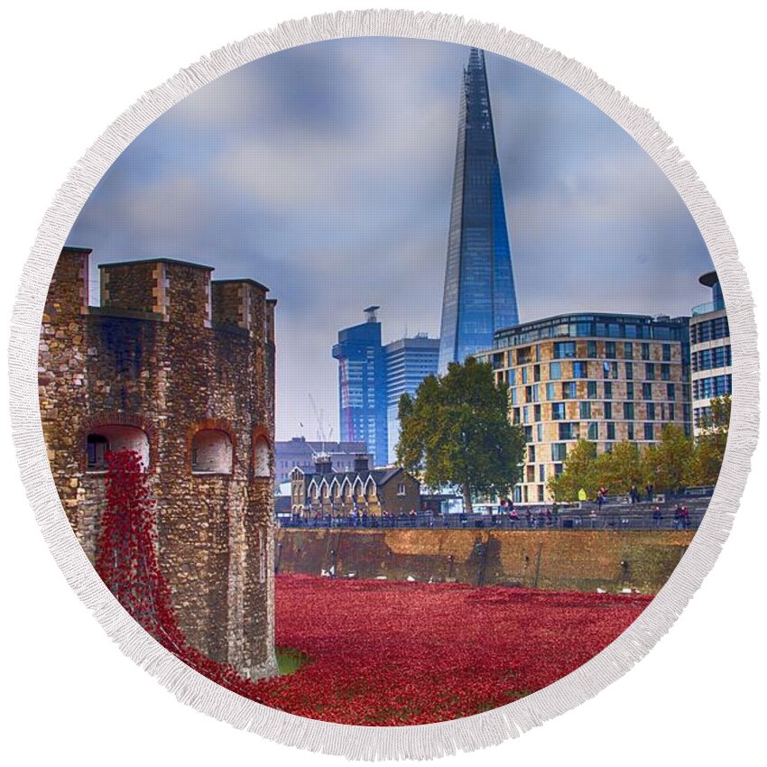 Poppies Round Beach Towel featuring the photograph Blood Swept Lands 5 by Chris Thaxter