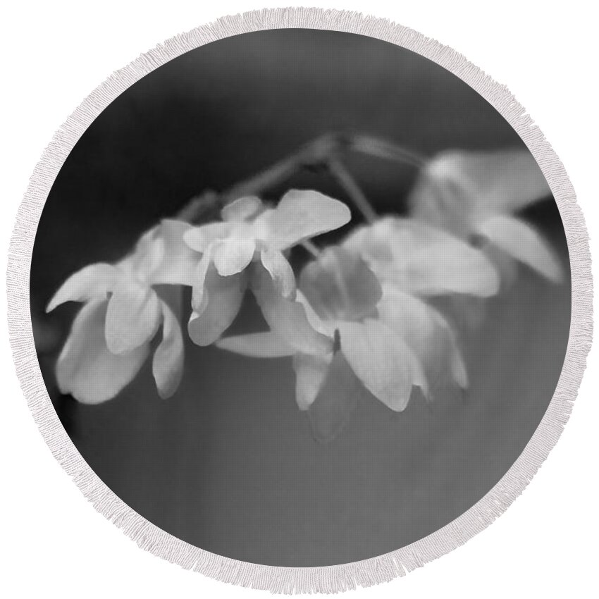 B&w Round Beach Towel featuring the photograph Blossoms by Alexander Fedin