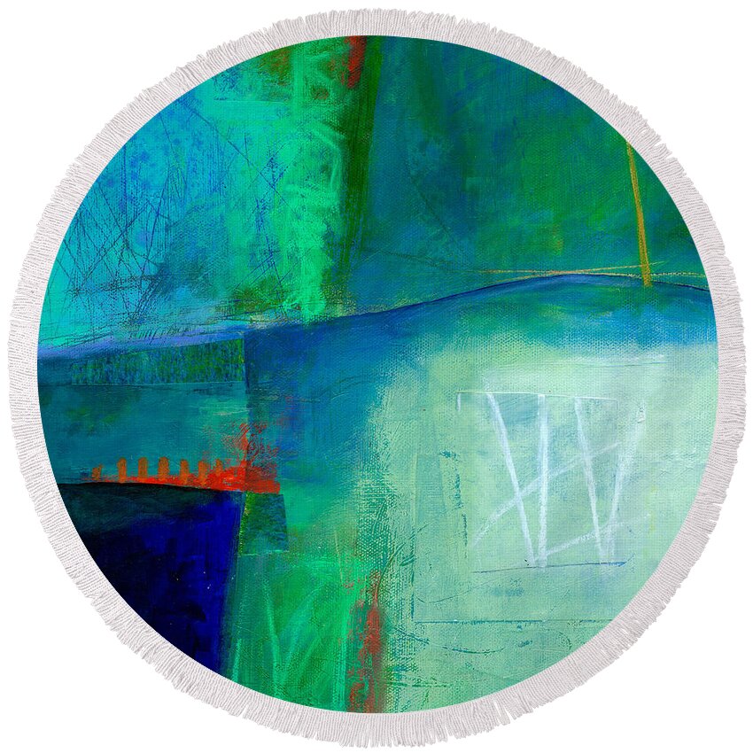 Blue Round Beach Towel featuring the painting Blue #1 by Jane Davies