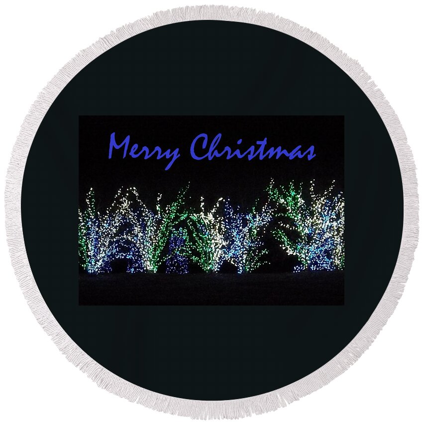 Seasons Greetings Round Beach Towel featuring the photograph Blue Christmas by Darren Robinson