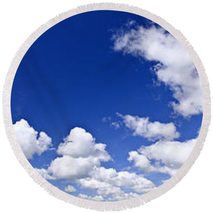 Sky Round Beach Towel featuring the photograph Blue cloudy sky panorama by Elena Elisseeva
