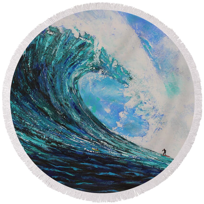 Big Wave Monster Surf Beach Surfer Gigantic Crush Sea Ocean Pacific Blue Green Beast Sunami Surfing Surfing Surfing Surfing Surfing Surfing Surfing Surfing Surfing Surfing Surfing Surfing Surfing Surfing Surfing Surfing Surfing Surfing Surfing Surfing Big Surf Wave Monster Big Surf Wave Monster Big Surf Wave Monster Big Surf Wave Monster Round Beach Towel featuring the painting Blue Crush v1 by RJ Aguilar