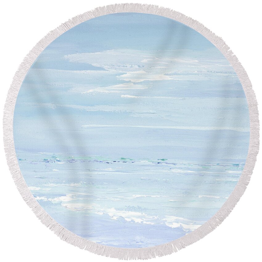 Costal Round Beach Towel featuring the painting Blue Dream by Tamara Nelson