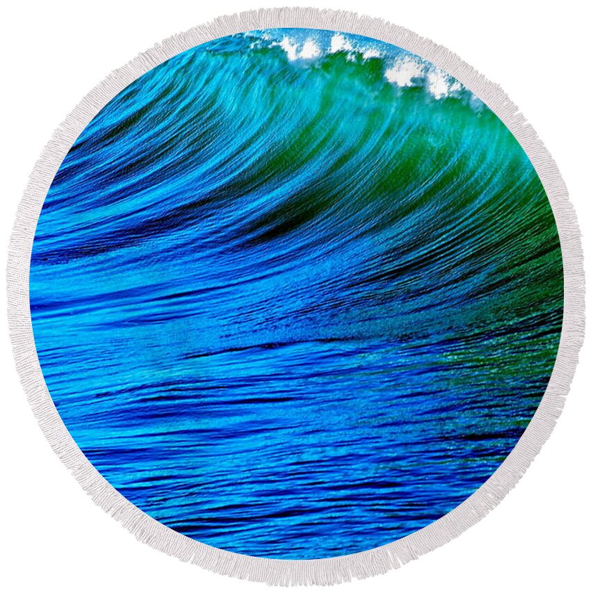 Wave Round Beach Towel featuring the photograph Blue Green Wave by Liz Vernand