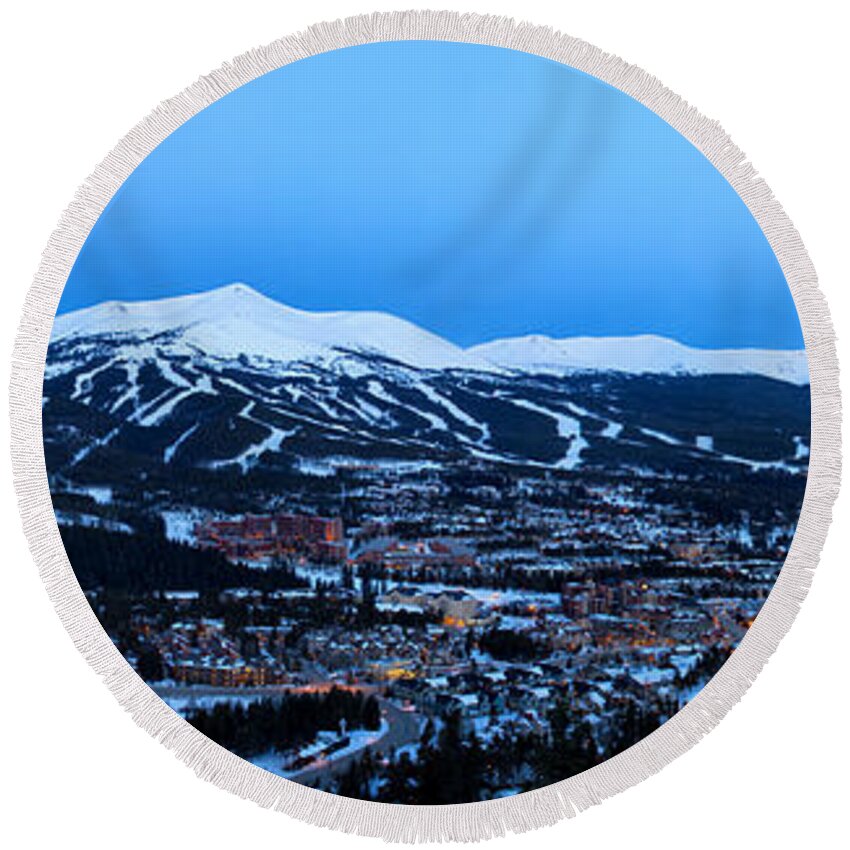 Breckenridge Round Beach Towel featuring the photograph Blue Hour in Breckenridge by Ronda Kimbrow