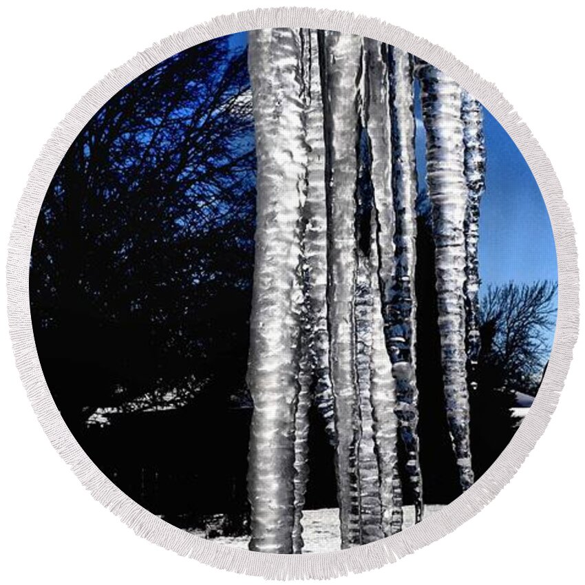 Ice Round Beach Towel featuring the photograph Blue Ice by Luther Fine Art