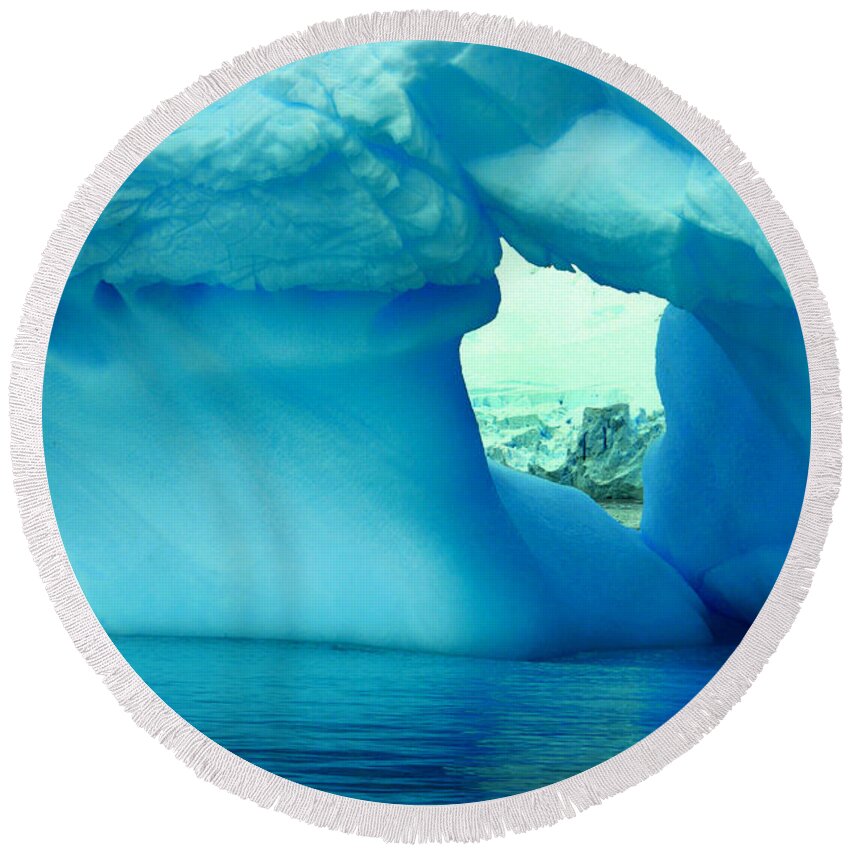 Icebergs Round Beach Towel featuring the photograph Blue Iceberg Antarctica by Amanda Stadther