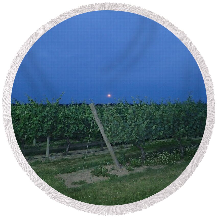Grape Round Beach Towel featuring the photograph Blue Moon by Robert Nickologianis