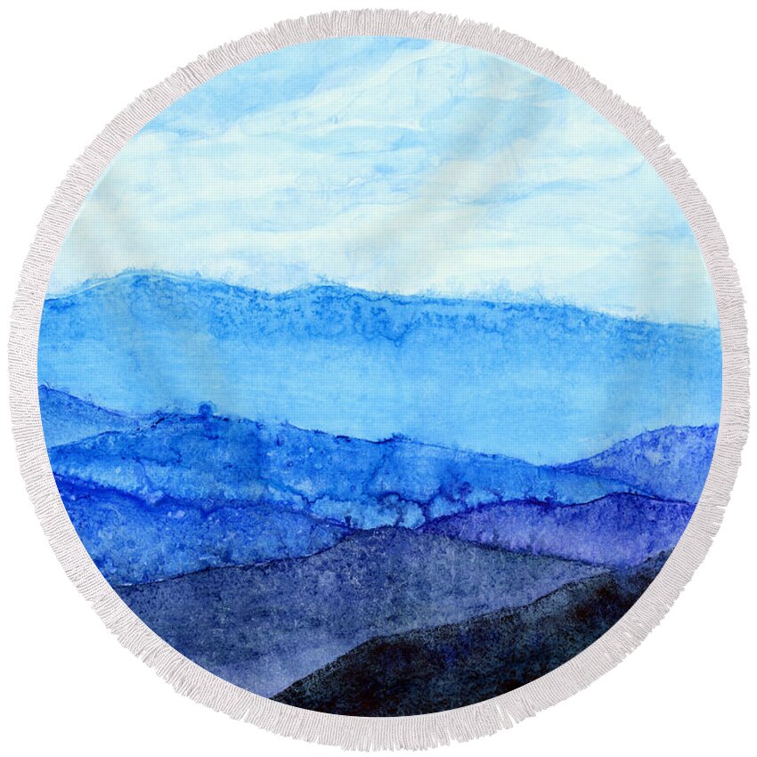 Mountain Round Beach Towel featuring the painting Blue Ridge Mountains by Hailey E Herrera