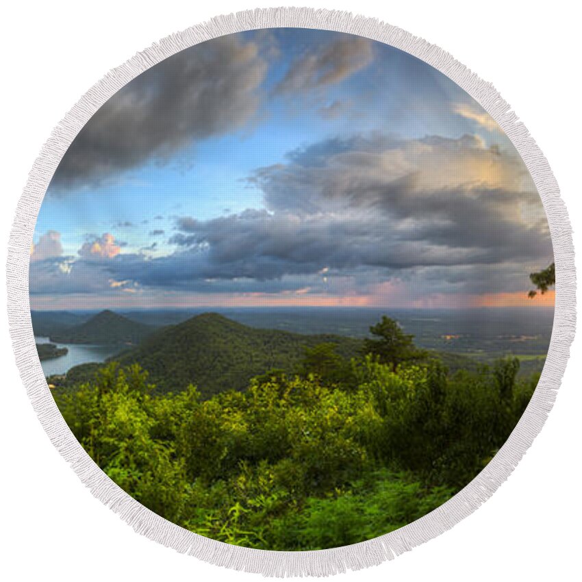 Appalachia Round Beach Towel featuring the photograph Blue Ridge Mountains Panorama by Debra and Dave Vanderlaan