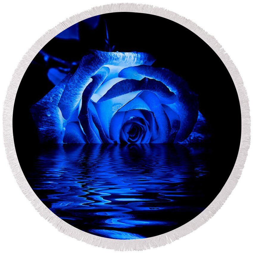 Blue Rose Round Beach Towel featuring the photograph Blue Rose by Doug Long