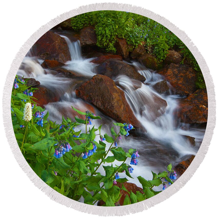 Stream Round Beach Towel featuring the photograph Bluebell Creek by Darren White