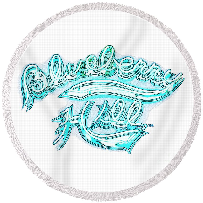 Blueberry Hill Round Beach Towel featuring the photograph Blueberry Hill Inverted in Neon Blue by Kelly Awad