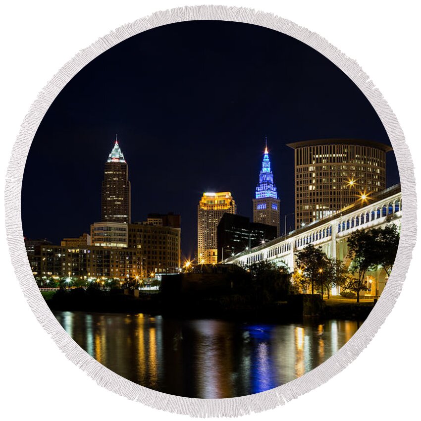 Cleveland Ohio Round Beach Towel featuring the photograph Blues In Cleveland Ohio by Dale Kincaid