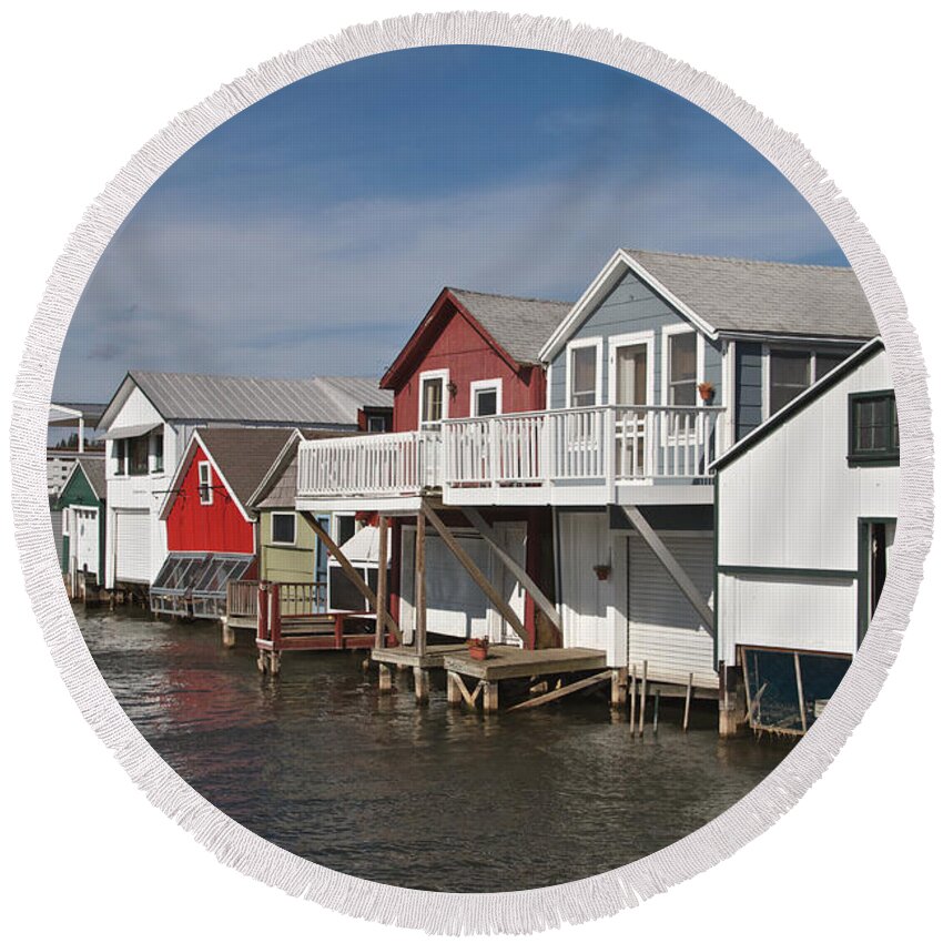 Boathouse Round Beach Towel featuring the photograph Boathouse Row by William Norton