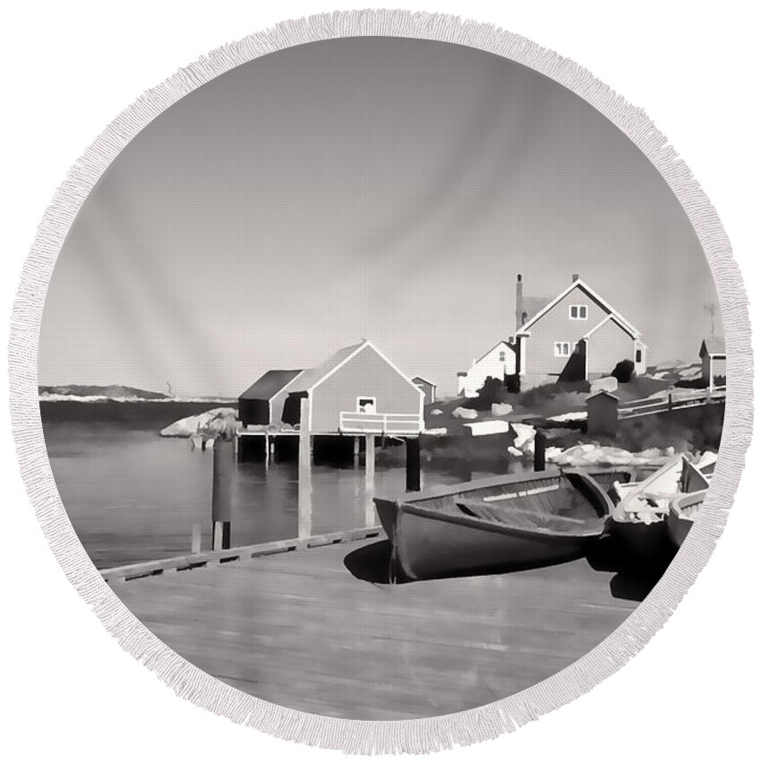 Canoes Round Beach Towel featuring the photograph Boats again by Cathy Anderson
