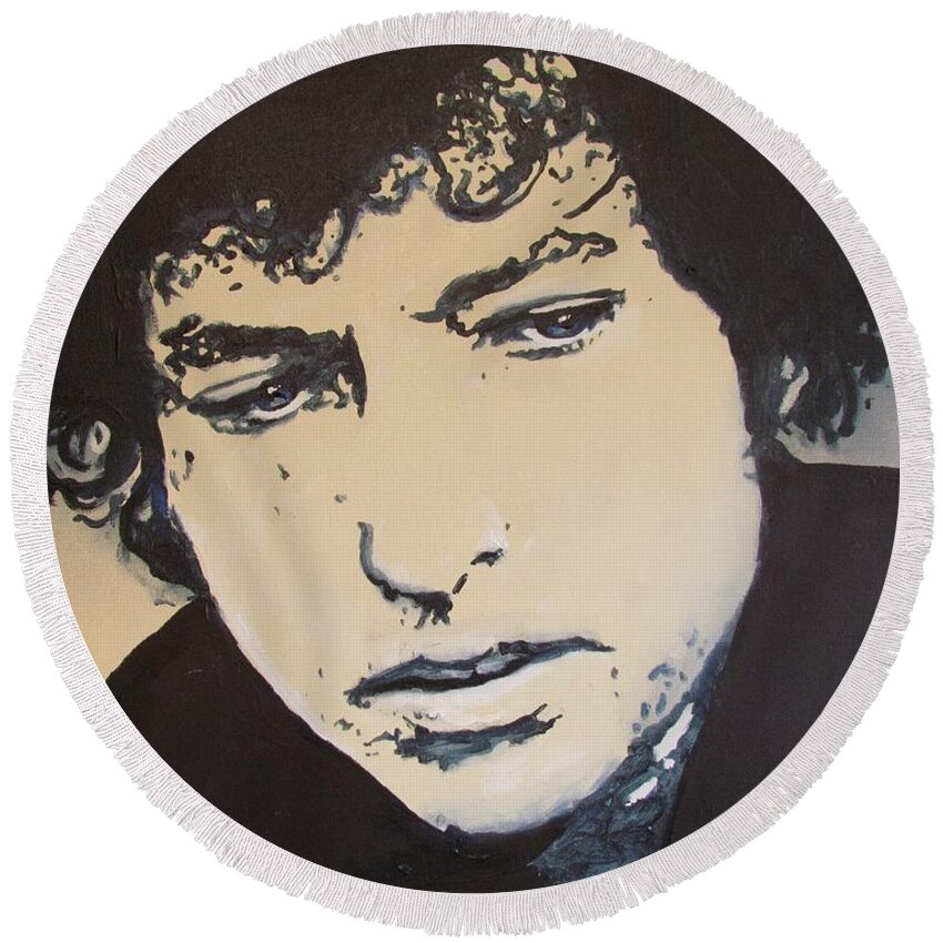 Bob Dylan Round Beach Towel featuring the drawing Bob Dylan - It's Alright Ma by Eric Dee