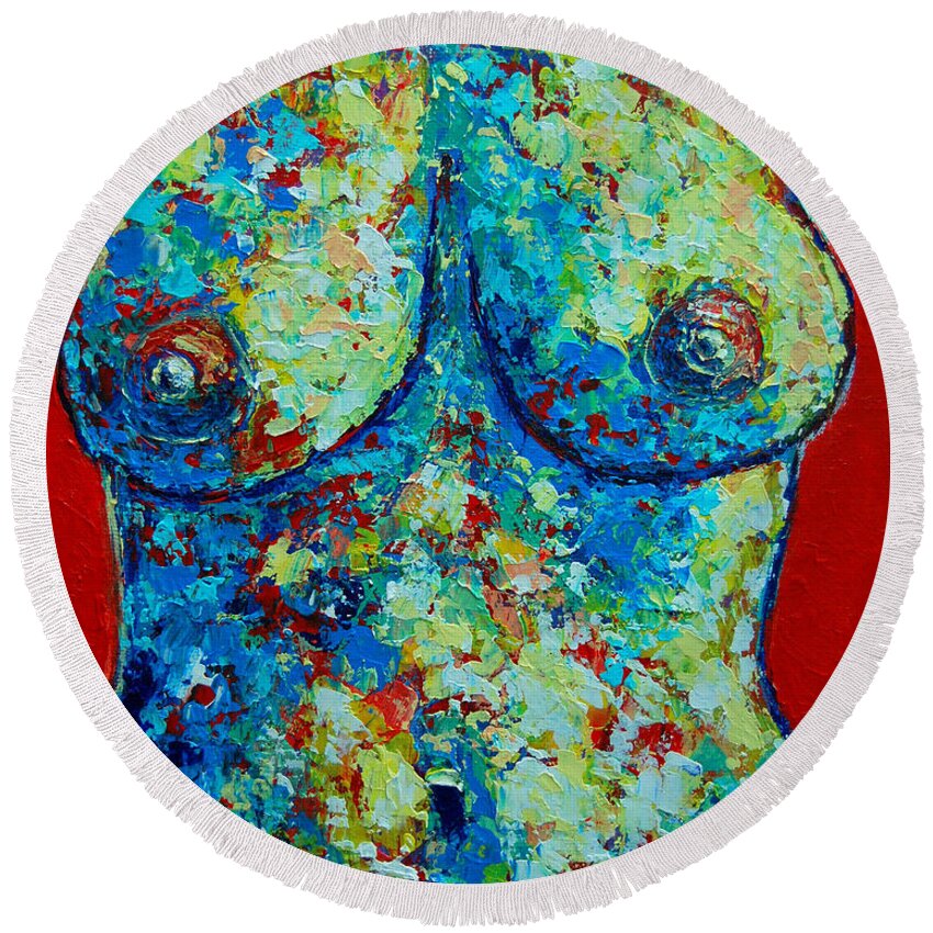 Nude Round Beach Towel featuring the painting Bodyscape by Ana Maria Edulescu