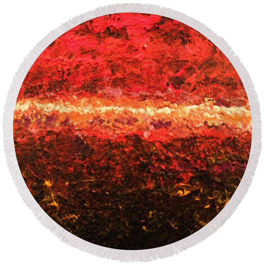 Abstract Round Beach Towel featuring the painting Boiling Point by Todd Hoover